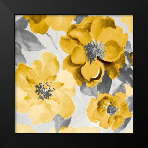 Yellow and Gray Floral Delicate I Black Modern Wood Framed Art Print by Loreth, Lanie