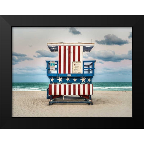 Stars and Stripes Black Modern Wood Framed Art Print by Lake, Shelley