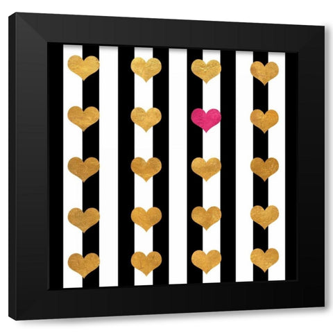 Single Pink Heart Black Modern Wood Framed Art Print with Double Matting by Lake, Shelley