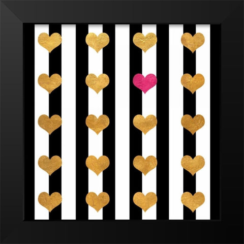 Single Pink Heart Black Modern Wood Framed Art Print by Lake, Shelley