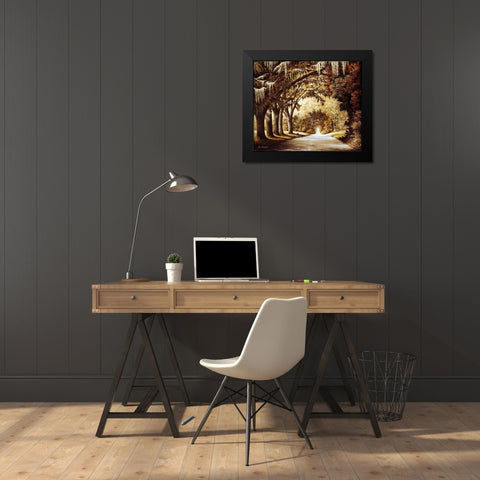 Down The Autumn Rabbit Hole Black Modern Wood Framed Art Print by Nawrocke, Bruce