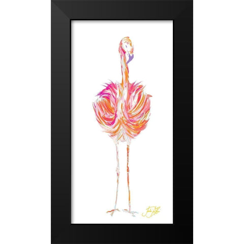 Punchy Flamingo I Black Modern Wood Framed Art Print by DeRice, Julie