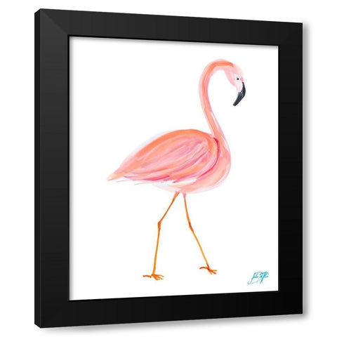 Flamingo Walk I Black Modern Wood Framed Art Print by DeRice, Julie