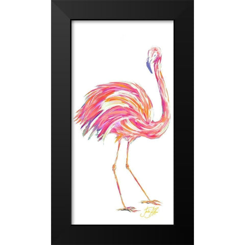 Punchy Flamingo II Black Modern Wood Framed Art Print by DeRice, Julie