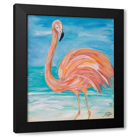 Flamingo Close up Black Modern Wood Framed Art Print with Double Matting by DeRice, Julie