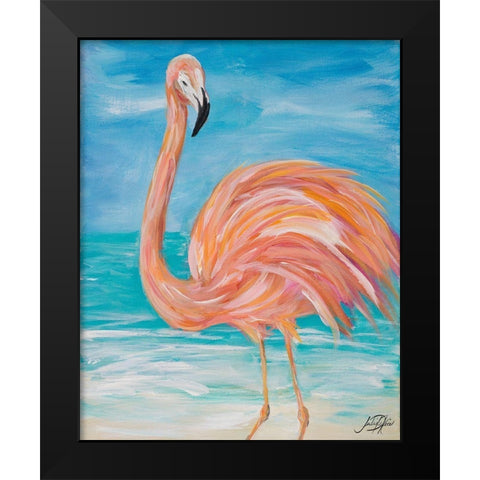 Flamingo Close up Black Modern Wood Framed Art Print by DeRice, Julie
