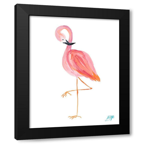 Flamingo Walk II Black Modern Wood Framed Art Print by DeRice, Julie