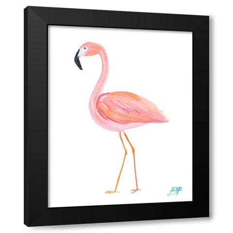Flamingo Walk III Black Modern Wood Framed Art Print by DeRice, Julie
