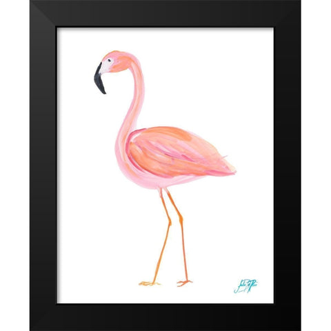 Flamingo Walk III Black Modern Wood Framed Art Print by DeRice, Julie