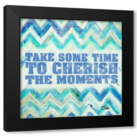 Blue Zig Zag Black Modern Wood Framed Art Print by Pinto, Patricia