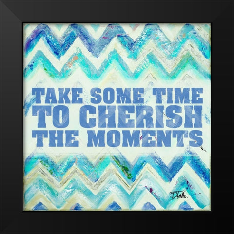 Blue Zig Zag Black Modern Wood Framed Art Print by Pinto, Patricia