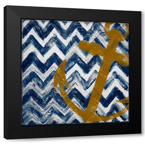 Nautical Chevron I Black Modern Wood Framed Art Print by Pinto, Patricia