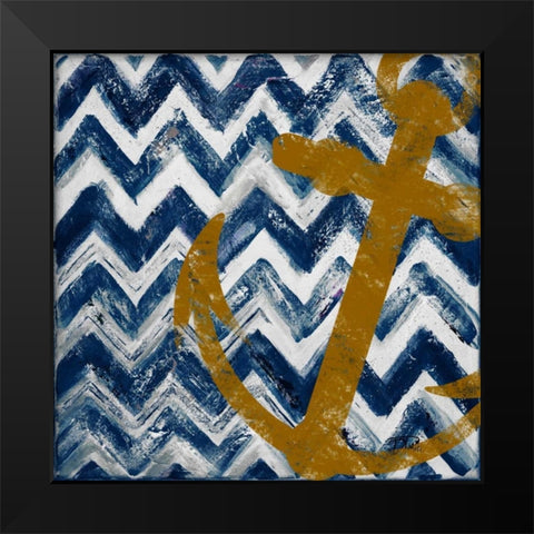 Nautical Chevron I Black Modern Wood Framed Art Print by Pinto, Patricia