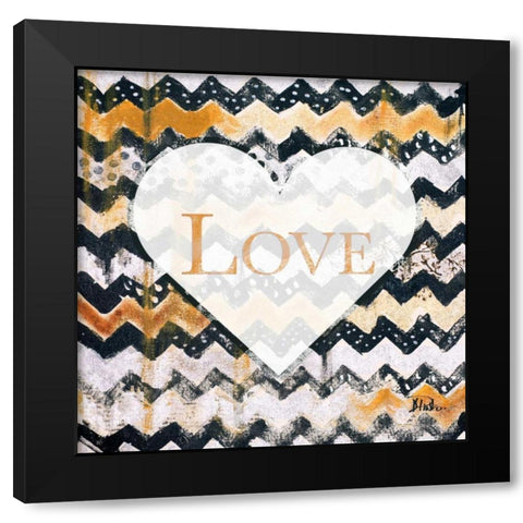 Love and Peace Square I Black Modern Wood Framed Art Print by Pinto, Patricia