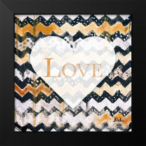Love and Peace Square I Black Modern Wood Framed Art Print by Pinto, Patricia