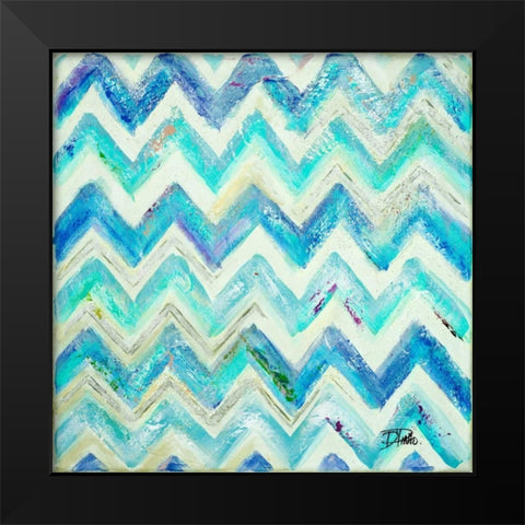 Blue Zig Zag Black Modern Wood Framed Art Print by Pinto, Patricia