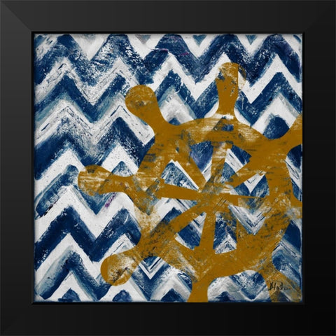 Nautical Chevron II Black Modern Wood Framed Art Print by Pinto, Patricia