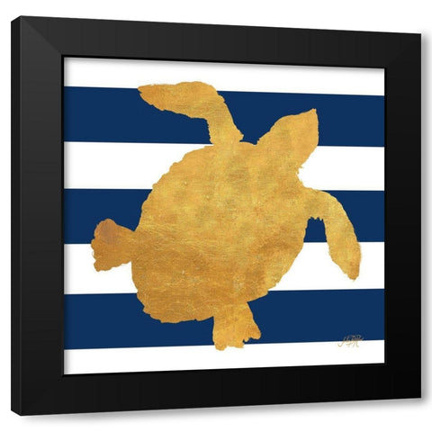 Sea Creatures on Stripes III Black Modern Wood Framed Art Print with Double Matting by DeRice, Julie