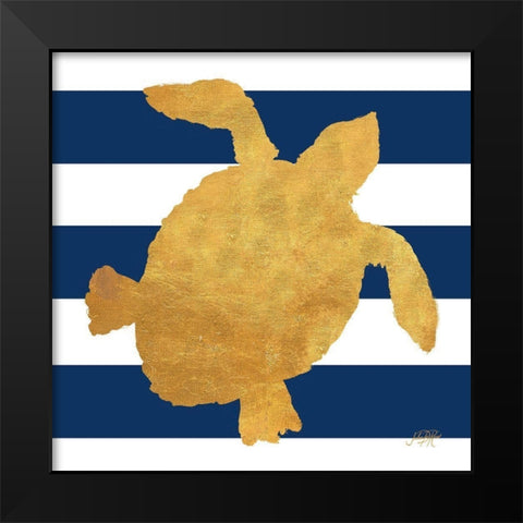 Sea Creatures on Stripes III Black Modern Wood Framed Art Print by DeRice, Julie