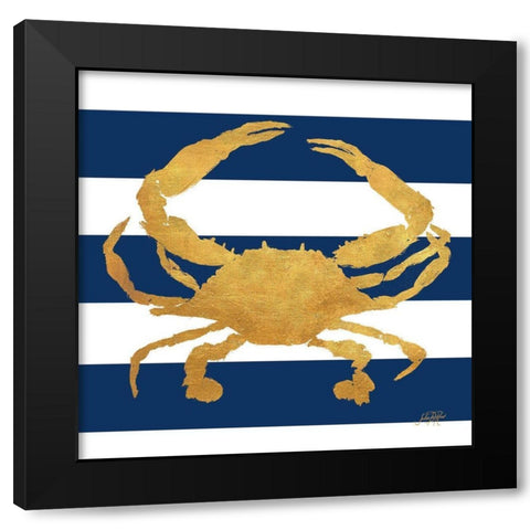 Sea Creatures on Stripes V Black Modern Wood Framed Art Print by DeRice, Julie