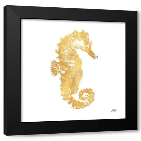 Gold Square Seahorse I Black Modern Wood Framed Art Print by DeRice, Julie