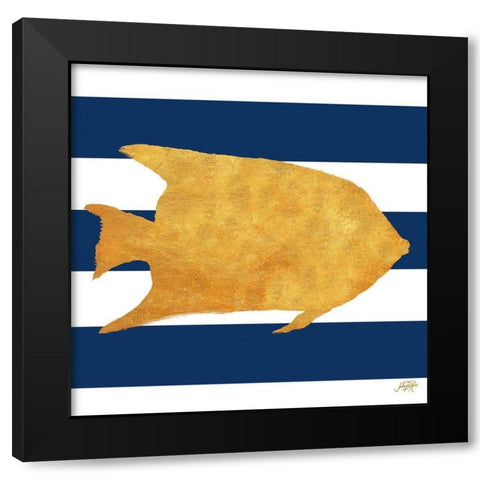 Sea Creatures on Stripes II Black Modern Wood Framed Art Print by DeRice, Julie