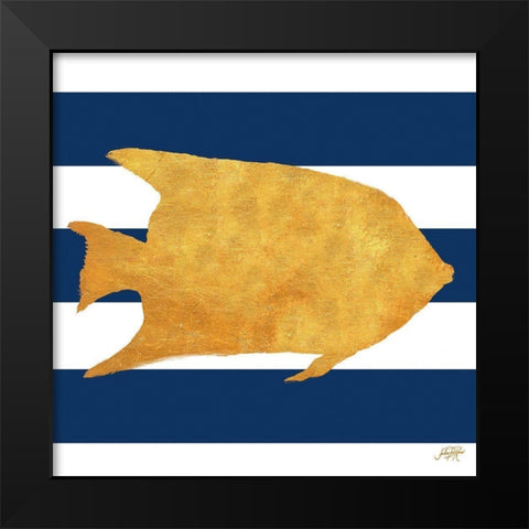 Sea Creatures on Stripes II Black Modern Wood Framed Art Print by DeRice, Julie
