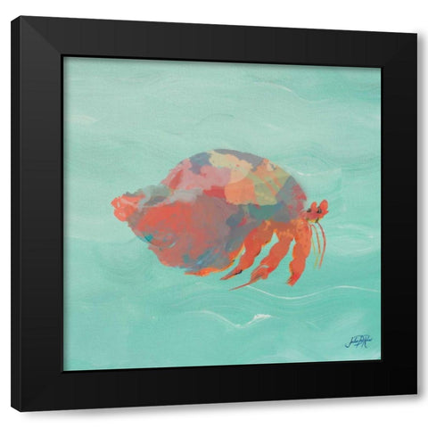 Sea Creatures on Teal II Black Modern Wood Framed Art Print by DeRice, Julie