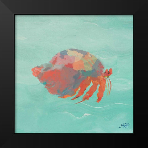 Sea Creatures on Teal II Black Modern Wood Framed Art Print by DeRice, Julie