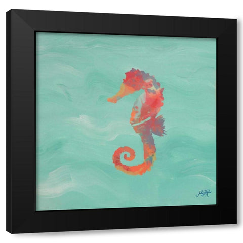 Sea Creatures on Teal IV Black Modern Wood Framed Art Print with Double Matting by DeRice, Julie