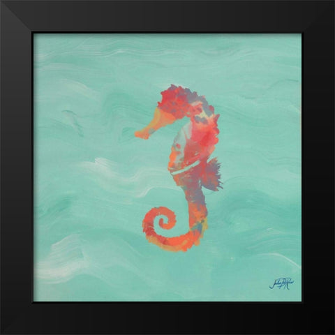 Sea Creatures on Teal IV Black Modern Wood Framed Art Print by DeRice, Julie