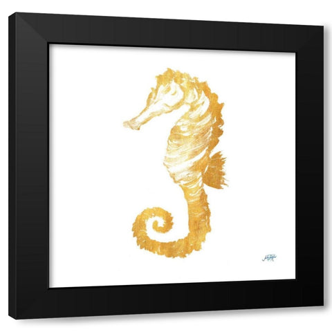 Gold Square Seahorse II Black Modern Wood Framed Art Print with Double Matting by DeRice, Julie