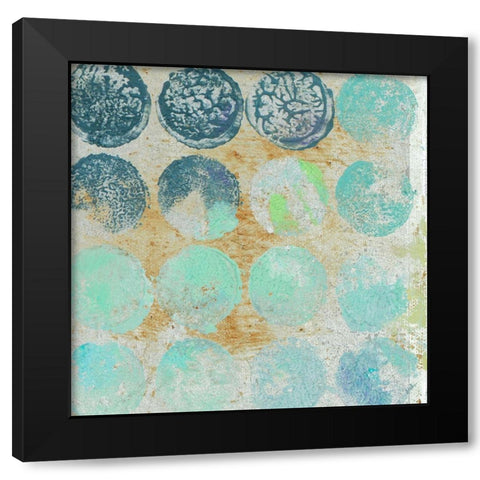 Aqua Circles II Black Modern Wood Framed Art Print by Pinto, Patricia