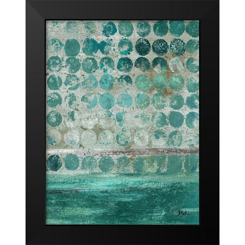 Dots on Turquoise Black Modern Wood Framed Art Print by Pinto, Patricia