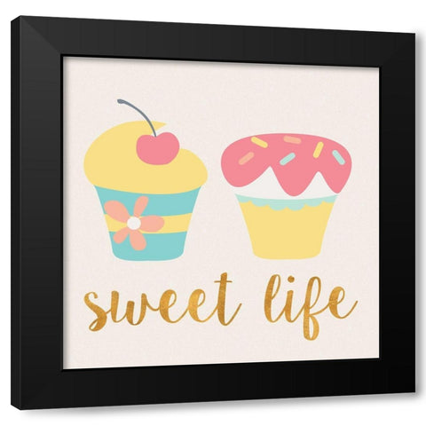 Cupcakes I Black Modern Wood Framed Art Print by SD Graphics Studio