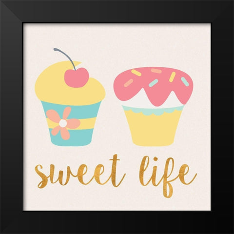 Cupcakes I Black Modern Wood Framed Art Print by SD Graphics Studio