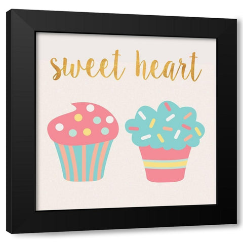 Cupcakes II Black Modern Wood Framed Art Print with Double Matting by SD Graphics Studio