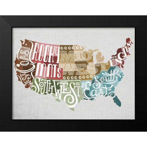 Regional Type Black Modern Wood Framed Art Print by Sundance Studio