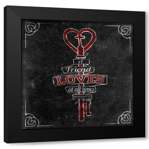 Friends Love I Black Modern Wood Framed Art Print by SD Graphics Studio