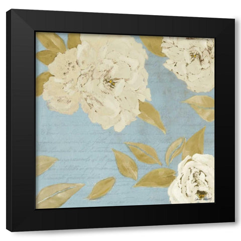 Scripted Poetic Peonies I Black Modern Wood Framed Art Print with Double Matting by Loreth, Lanie