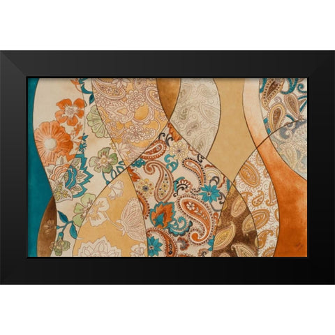 Turquoise Paisley Coalescence Black Modern Wood Framed Art Print by Loreth, Lanie