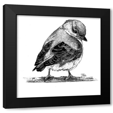 Black And White Baby Bird I Black Modern Wood Framed Art Print by Pinto, Patricia