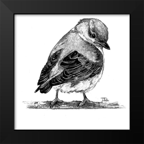 Black And White Baby Bird I Black Modern Wood Framed Art Print by Pinto, Patricia