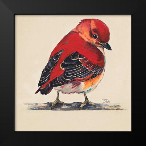 Baby Red Bird I Black Modern Wood Framed Art Print by Pinto, Patricia