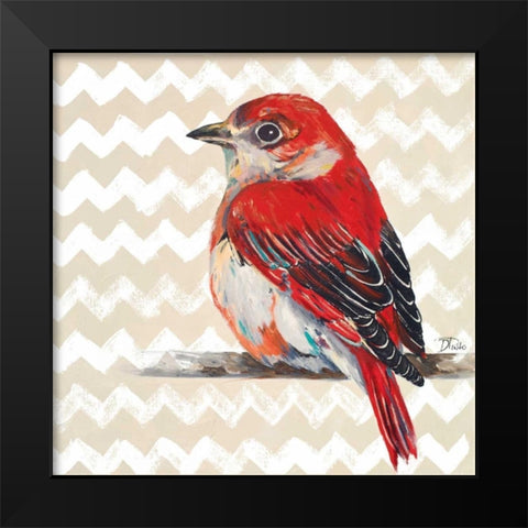 Cheveron Baby Red Bird II Black Modern Wood Framed Art Print by Pinto, Patricia