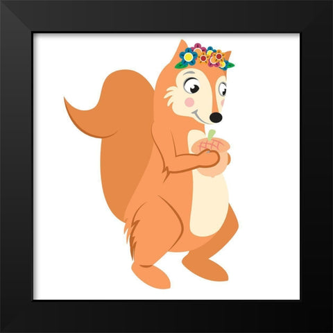 Fun Loving Squirrel Black Modern Wood Framed Art Print by Josefina