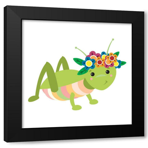 Fun Loving Caterpillar Black Modern Wood Framed Art Print with Double Matting by Josefina