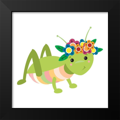 Fun Loving Caterpillar Black Modern Wood Framed Art Print by Josefina