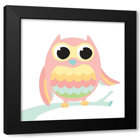 Fun Loving Owl Black Modern Wood Framed Art Print by Josefina