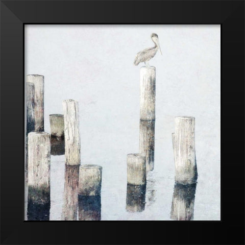 Perched Pelican Black Modern Wood Framed Art Print by Nawrocke, Bruce